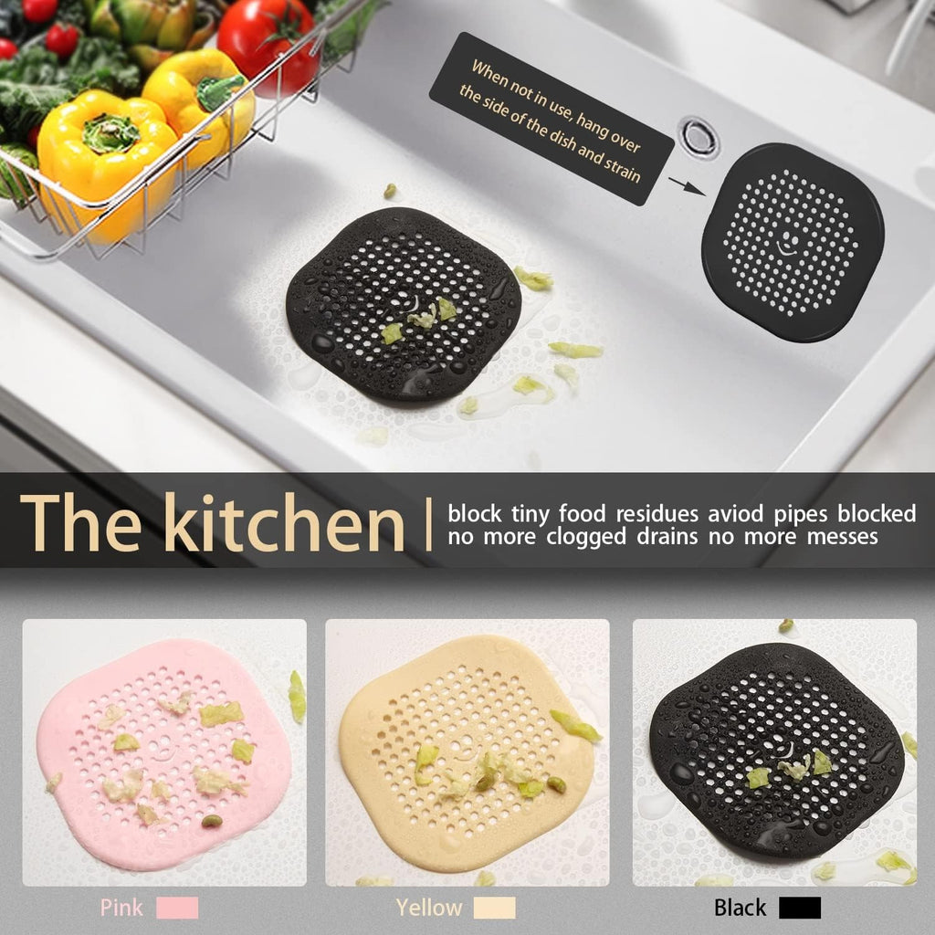 2 Pack Drain Cover Hair Catcher Sturdy Silicone Drain Protector Hair Stopper for Shower Kitchen