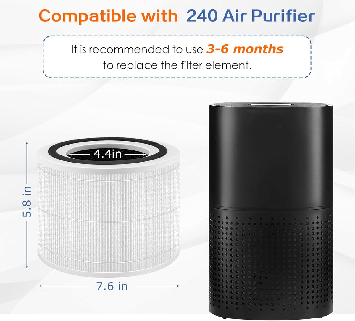 240 True HEPA Replacement Filter 14 for Puro 240 Air Purifier,3-in-1 High-Efficiency HP-14 with