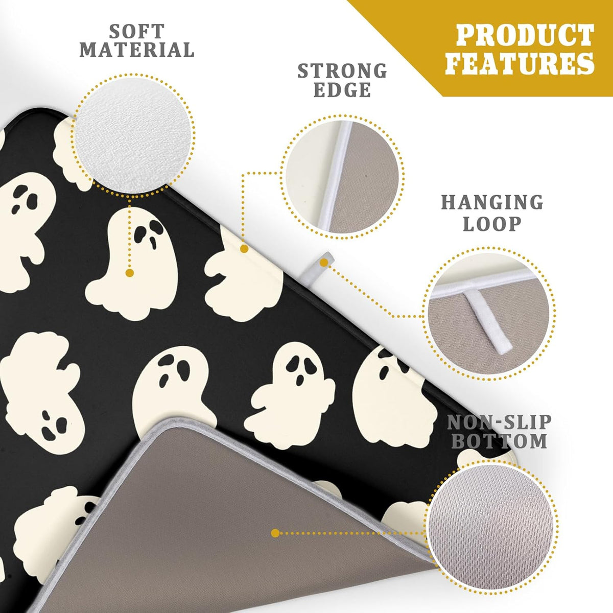 Halloween Ghosts Dish Drying Mat for Kitchen Counter Halloween Cute Ghost Drying Dish Mat 18”x24”