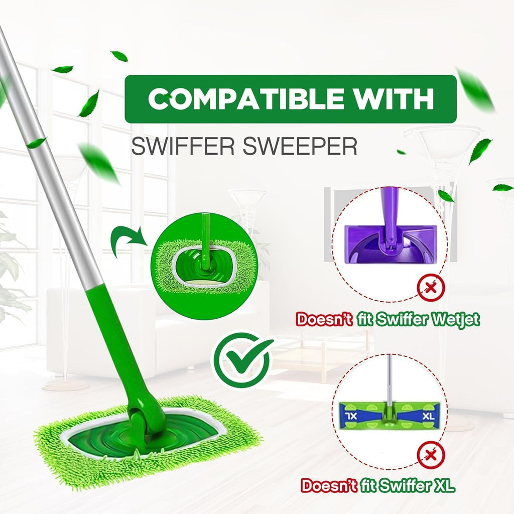 Reusable Microfiber Mop Pads Washable Wet & Dry Sweeping Cloths Mop Head Replacement for Household