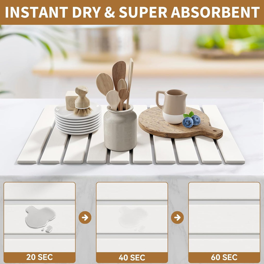 Large Stone Dish Drying Mats for Kitchen Counter,23.6''x15.3'' Foldable Quick Dry Stone Mat