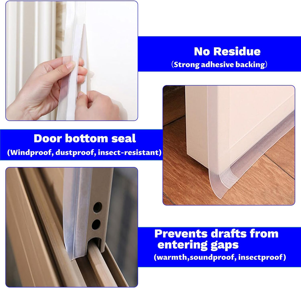 Weather Stripping Door Seal Strip 33 Feet Strip Bottom Draft Insulation Stopper Weatherproof