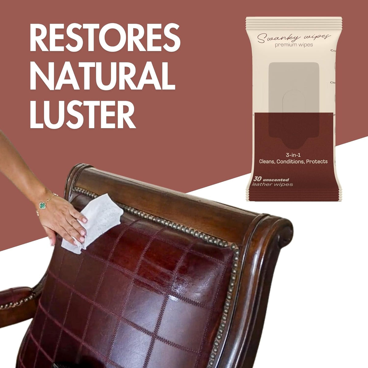 Swanky Leather Wipes - Leather Cleaner and Conditioner for Purses, Shoes, Furniture Polish & Car