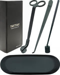 4 in1 Candle Accessory Set with Storage Tray Plate, Candle Wick Trimmer, Candle Wick Snuffer