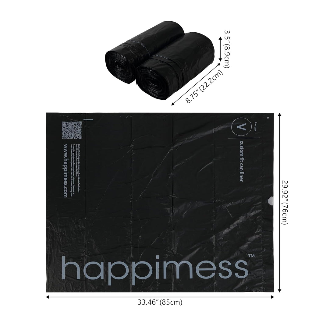 happimess HPM3000V-BLACK 30 Gallon Drawstring Unscented Trash Can Liner for Business Home Kitchen