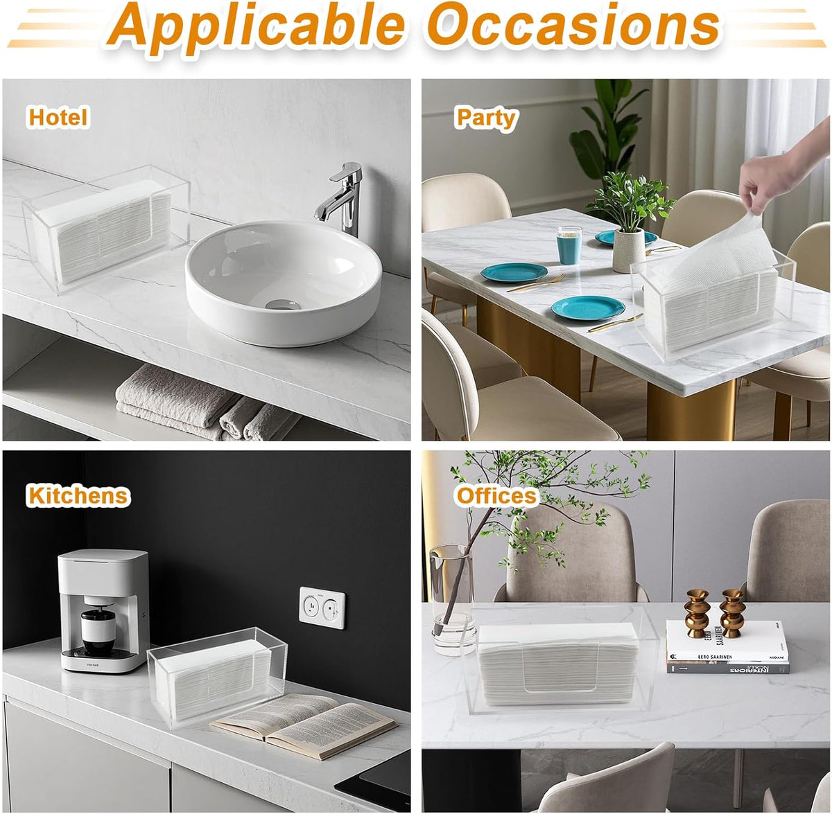 1Pack Acrylic Paper Towel Dispenser, Napkin Holder for Bathroom, Kitchen & Countertop – Paper Towel
