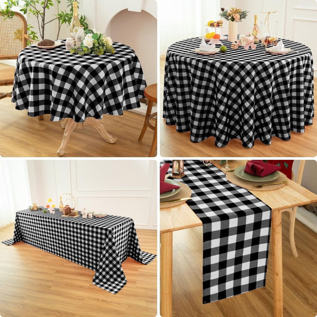 Waterproof Plaid Tablecloth Fabric - Oblong 52x70 Inch Classic Buffalo Tartan Table Cloth for
