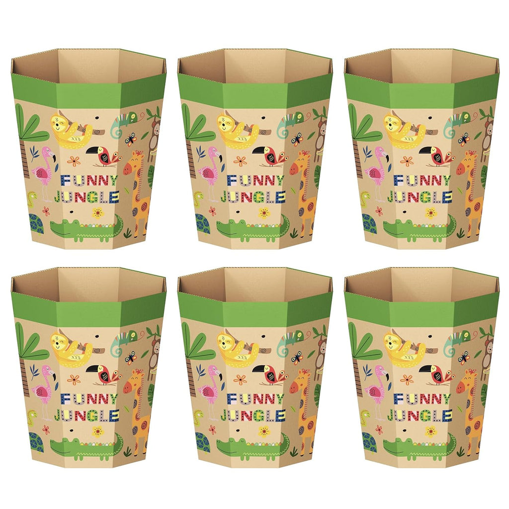 6-Pack Cardboard Trash Can – Foldable, Recyclable, Plastic-Free & Reusable Small Waste Paper Basket