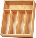 Umilife Bamboo Kitchen Drawer Organizer, 11 Inch Silverware Utensils Tray Holder with Grooved