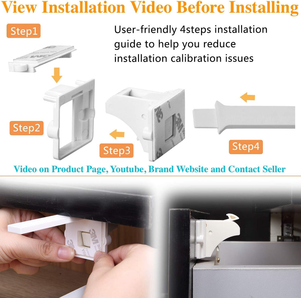 Vmaisi Adhesive Magnetic Locks for Cabinets & Drawers (32 Locks and 4 Keys)
