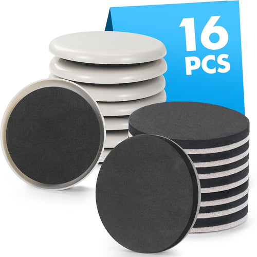16-Pack Furniture Sliders for Hardwood Floors & Carpet, Save 80% Effort, Safely and Easily, The