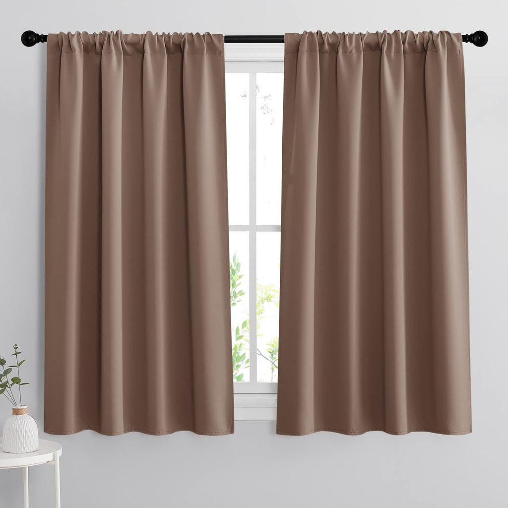 RYB HOME Curtains for Bedroom 63 inches Long, Blackout Thermal Insulating Window Treatment Drapes