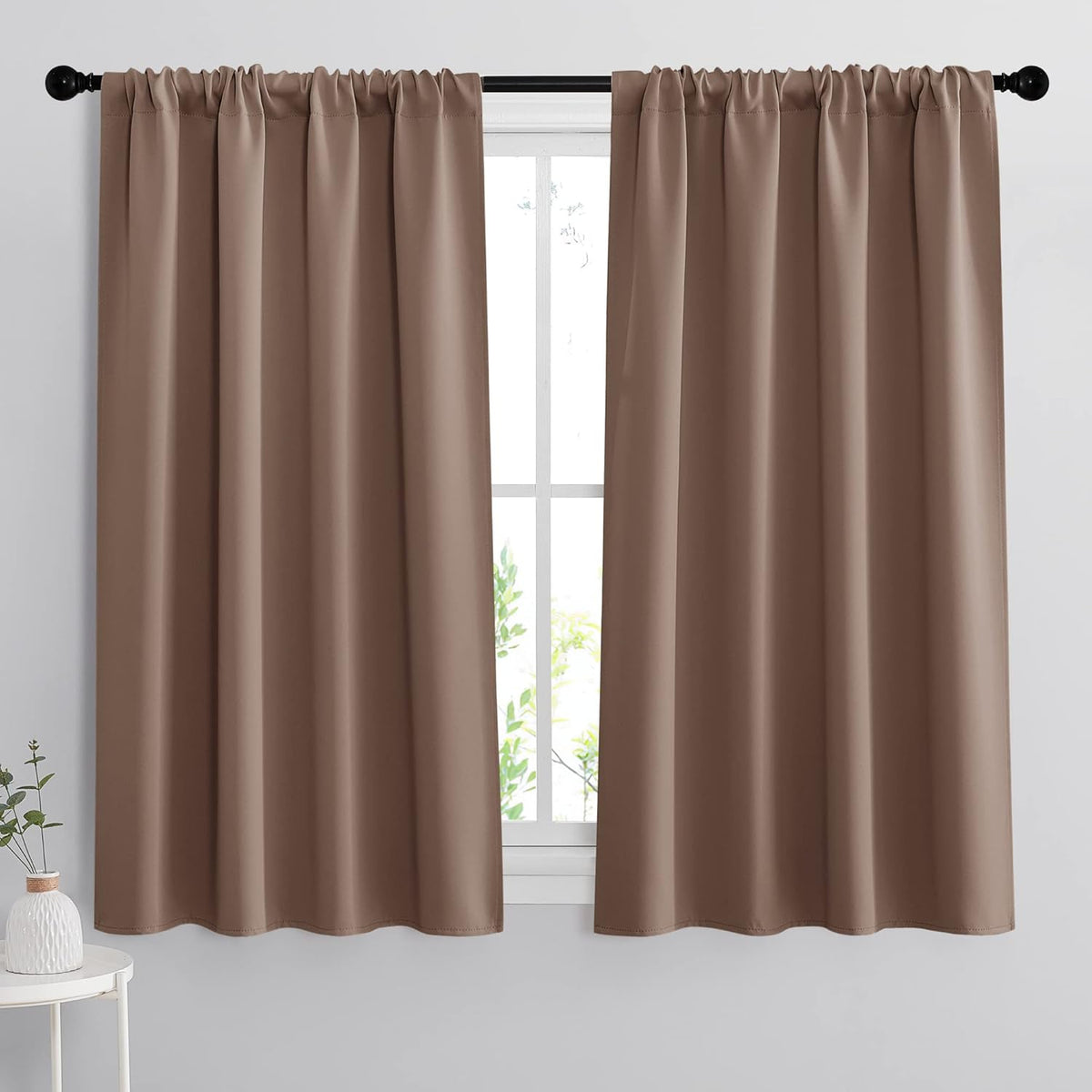 RYB HOME Curtains for Bedroom 63 inches Long, Blackout Thermal Insulating Window Treatment Drapes