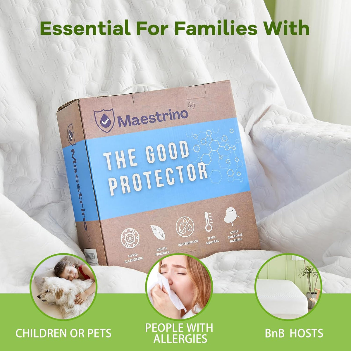Premium Tencel Twin Size Mattress Protector in White, Natural and Skin Soft, Enjoy Our Waterproof