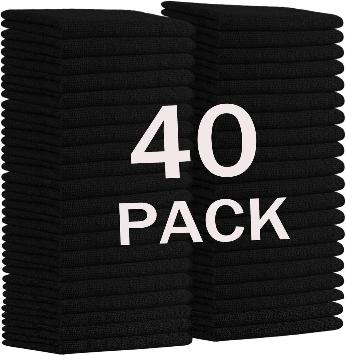 MRD's Home 12" x 12" Black Microfiber Cleaning Cloth,40Pack Multi-Purpose Reusable Cleaning Cloth