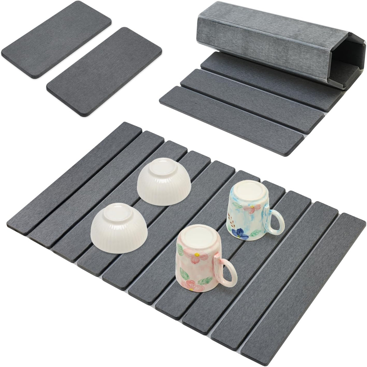 3 Pcs Large Stone Drying Mats for Kitchen Counter Diatomaceous Earth Dish Fast Dry Stone Sink Mat