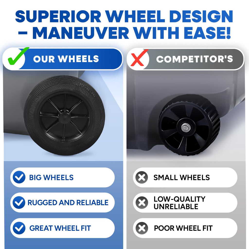 32 Gallon Trash Can with Wheels Outdoor Garbage Can with Lid and Wheels Locking Trash Can