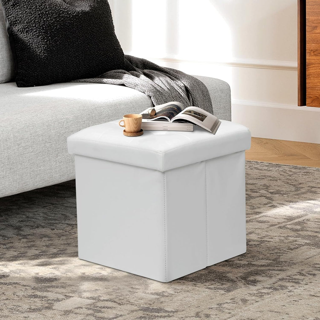 Athena Collection 15" Storage Ottoman Bench Folding Bench with 40L Hidden Storage, Small Cube