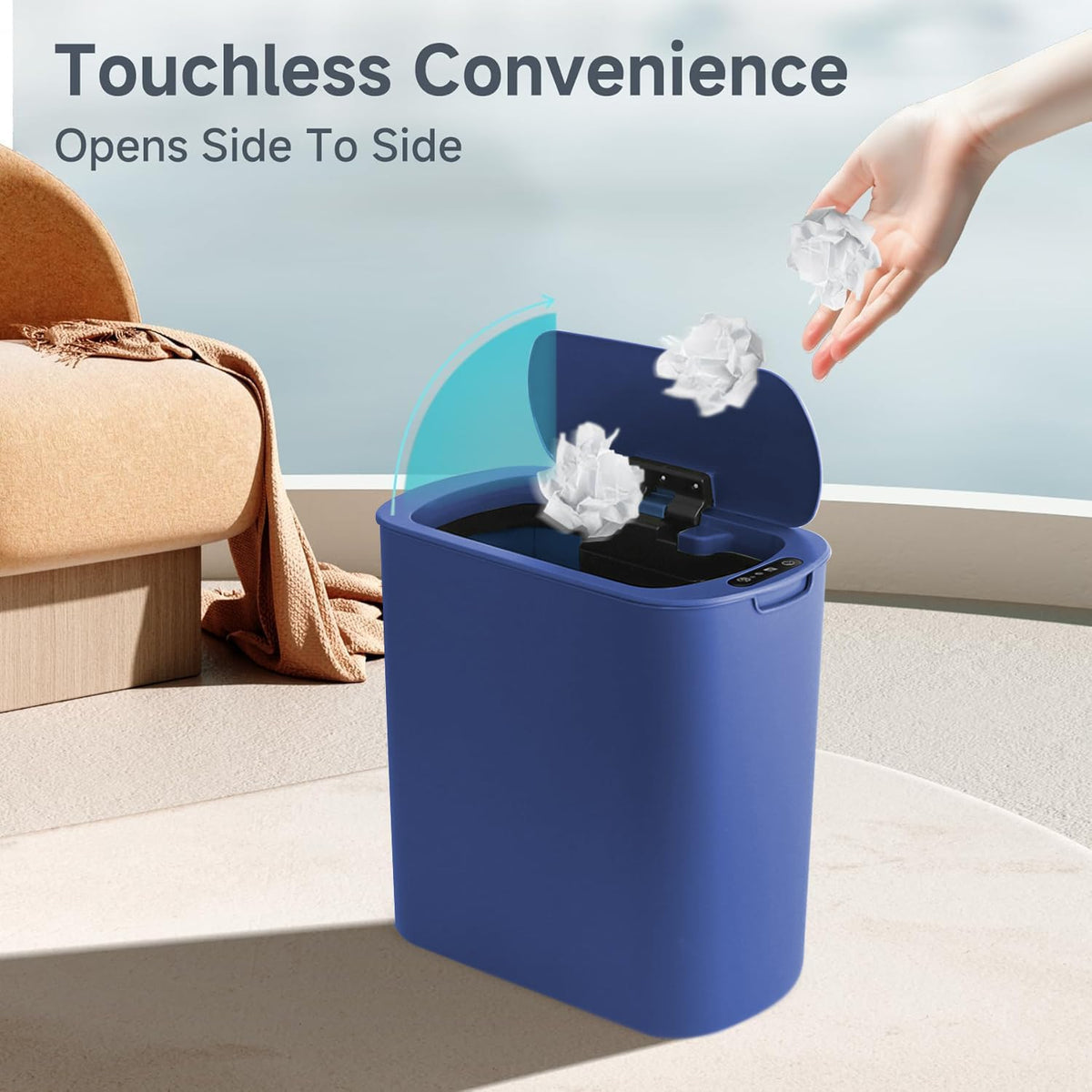 Automatic Motion Sensor Bathroom Trash Can with Lid, 2.6 Gallon Touchless Trash Bin, Smart Garbage