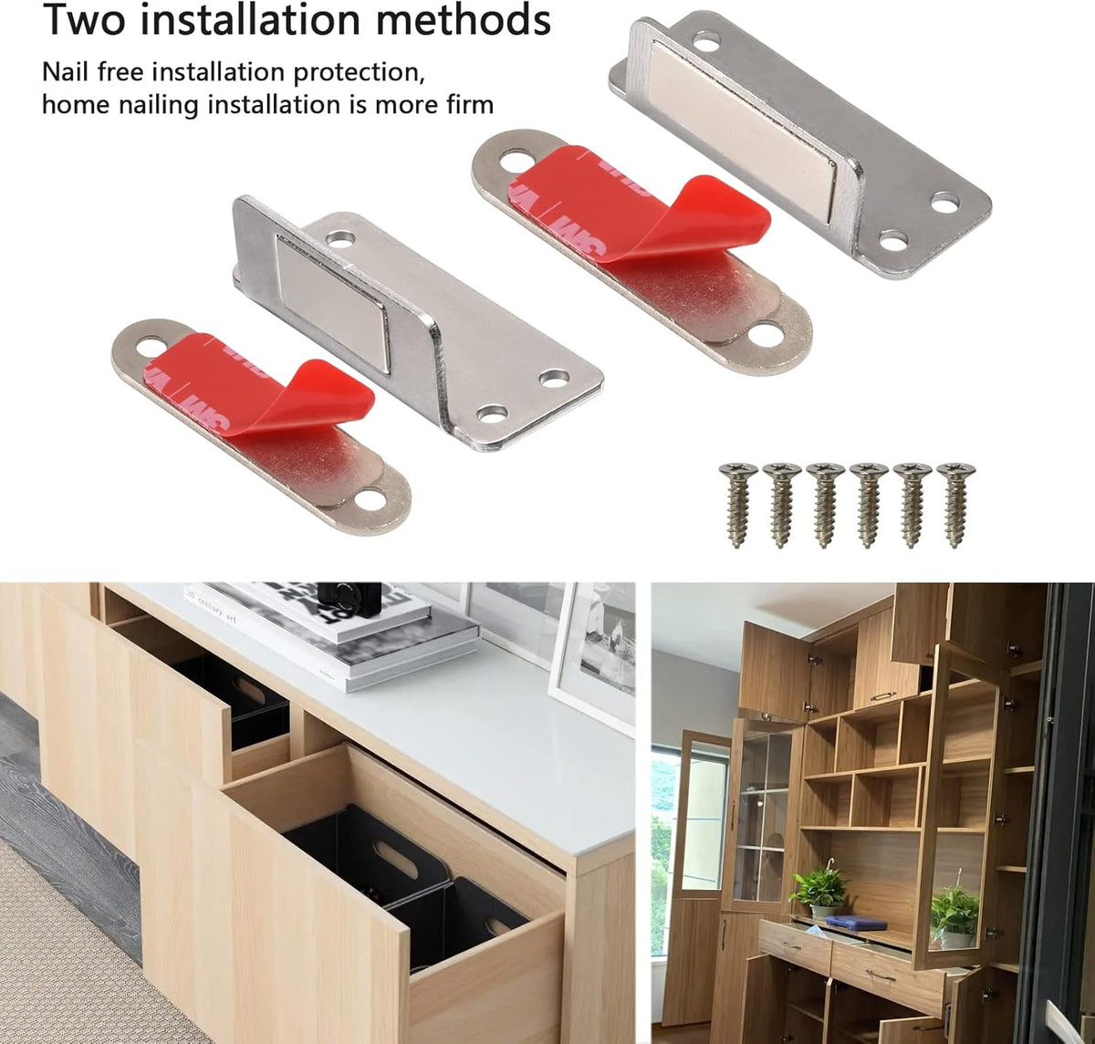 Cabinet Magnets Mousike Adhesive Strong Magnetic Door Catch Stainless Steel Kitchen Magnetic Latch