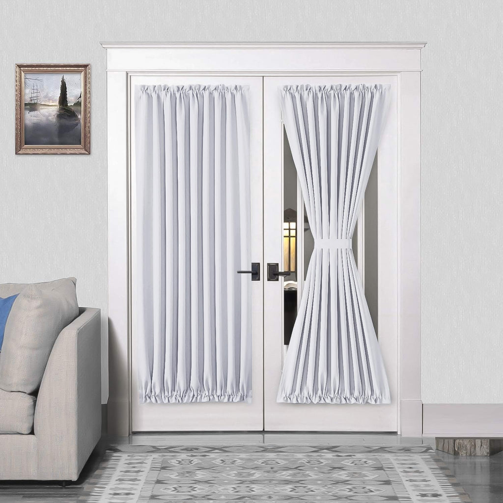 DWCN French Door Curtains – Rod Pocket Thermal Blackout Curtain for Doors with Glass Window