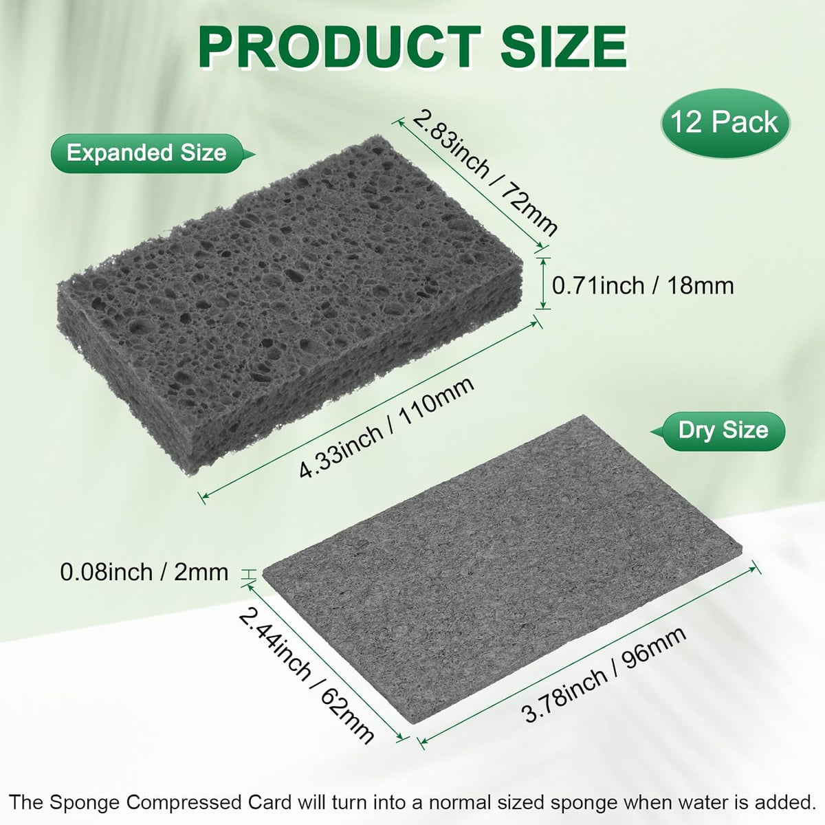 12-Pack Kitchen Sponges, Condense Eco Cellulose Non-Scratch Scrub Heavy Sponge for