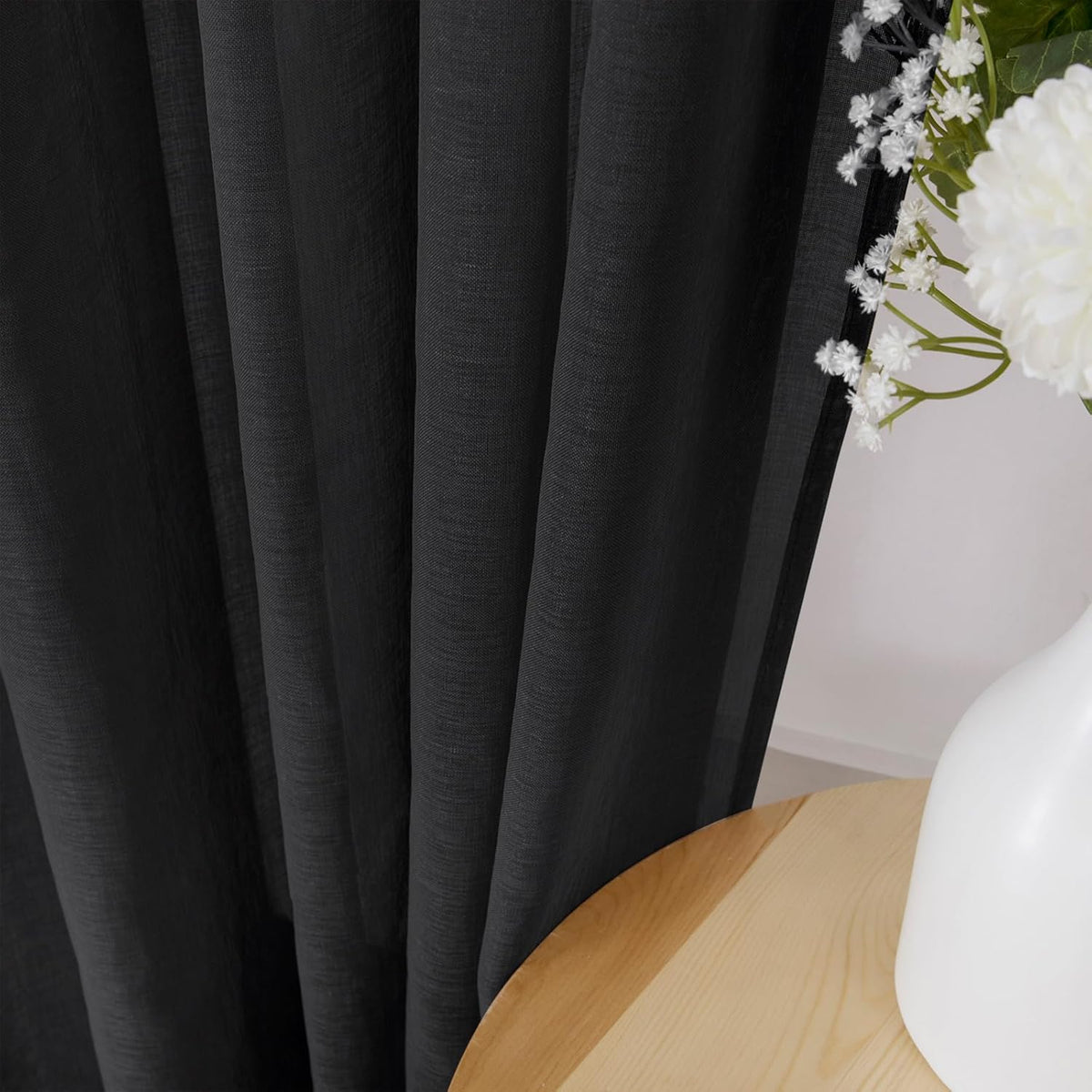 Tollpiz Short Sheer Curtains Living Room Linen Textured Curtain Sheers Light Filtering Voile Rod