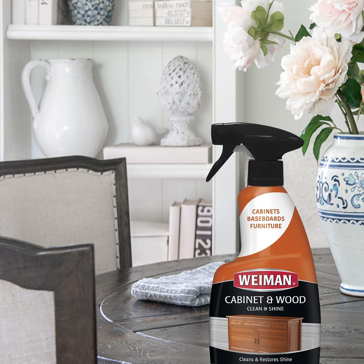 Weiman Cabinet & Wood Clean & Shine Spray - Furniture, Kitchen Cabinets, Baseboard & Trim, Fresh