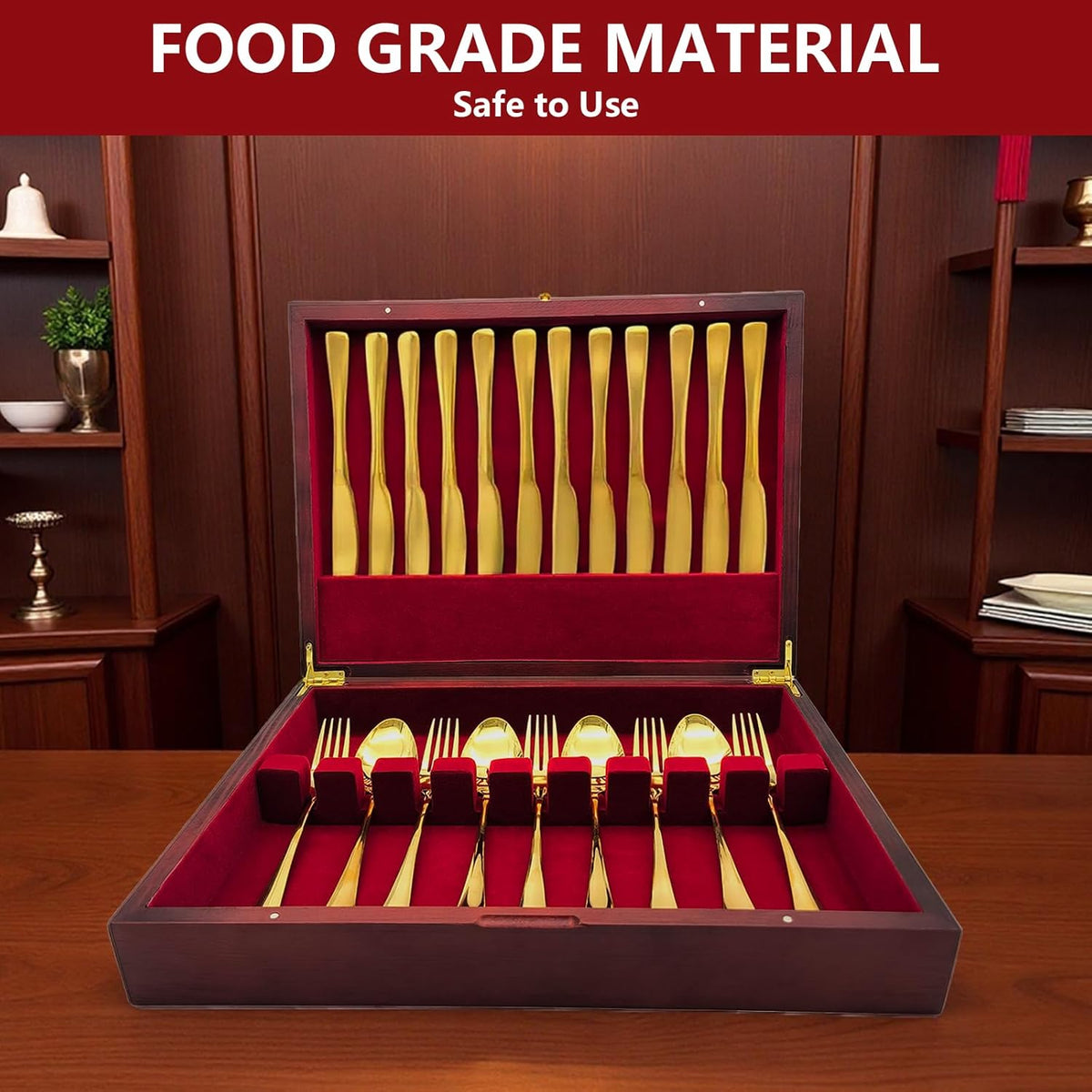 Silverware Storage Box, Kitchen Drawer Organizer, Drawer-containing flap-type storage box, Wood