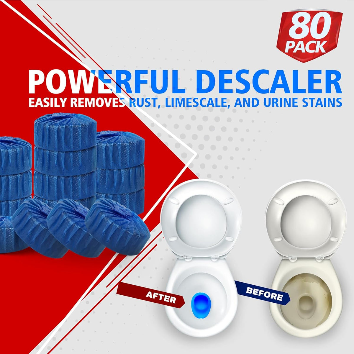 USKICH 80 Pack Toilet Bowl Cleaner Tablets,Blue Automatic Toilet Tank Cleaners, Long-Lasting