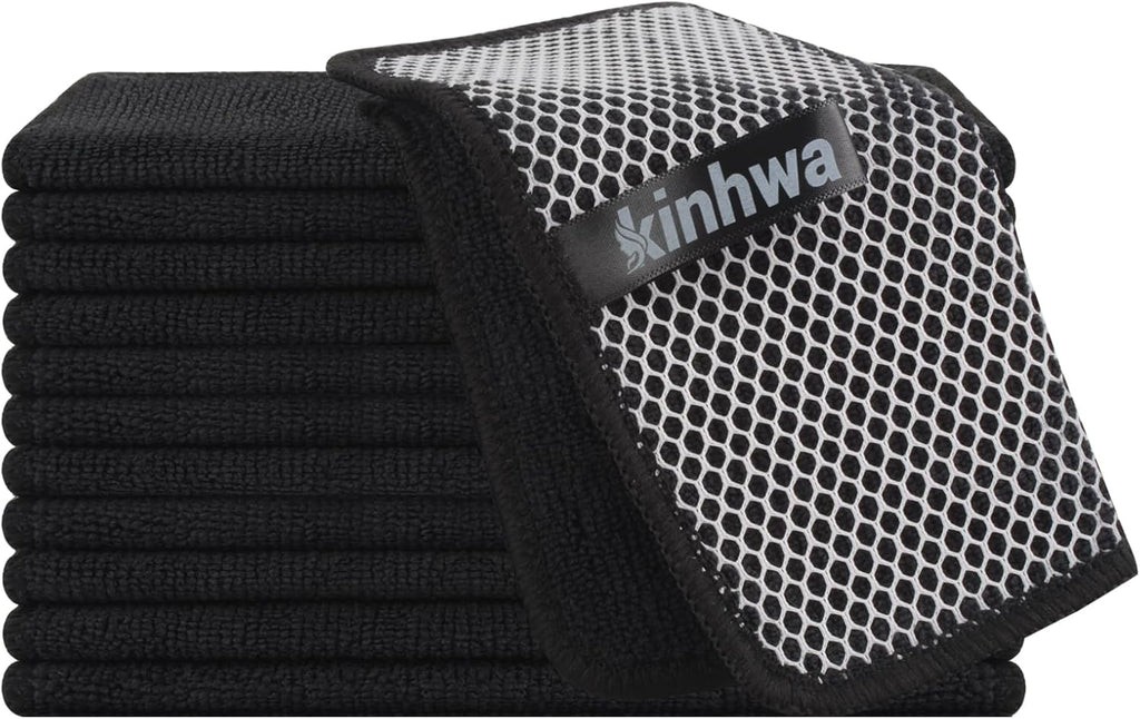 KinHwa Kitchen Washcloths for Dishes Absorbent Microfiber Dish Cloths Quick Dry Dish Rags with Poly