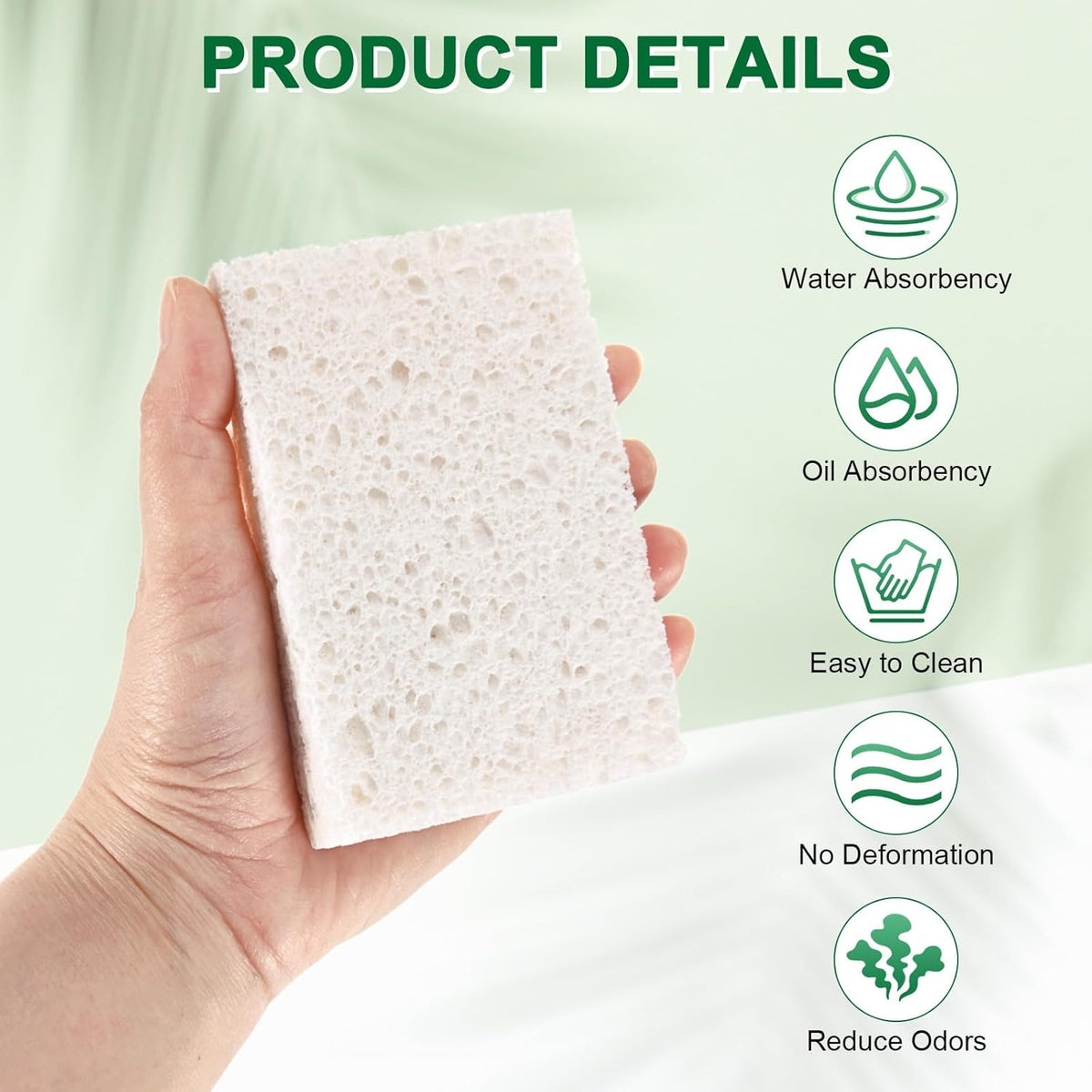 12-Pack Kitchen Sponges, Condense Eco Cellulose Non-Scratch Scrub Heavy Sponge for