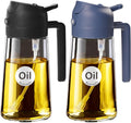 YARRAMATE 2Pcs 16oz/470ml Glass Olive Oil Sprayer for Cooking with Stickers, 2 in 1 Oil Dispenser