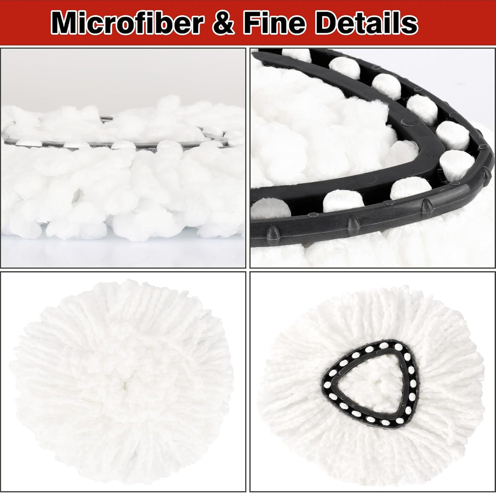 3 Pack White Spin Mop Replacement Heads, Mop Head Replacement 100% Microfiber, Deep Cleaning, Spin