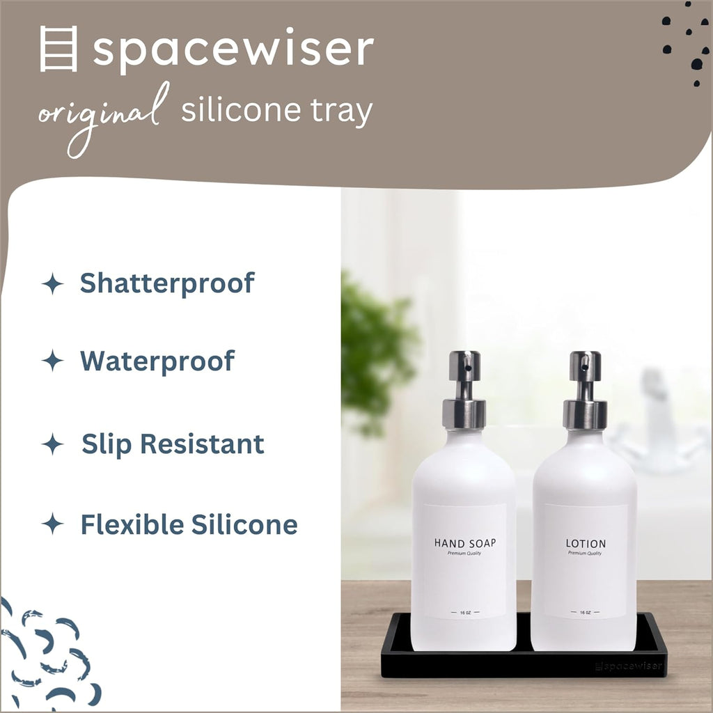 Countertop and Vanity Tray – Small 7.7” Silicone Tray, Soap Dispenser Trays, Bathroom Trays