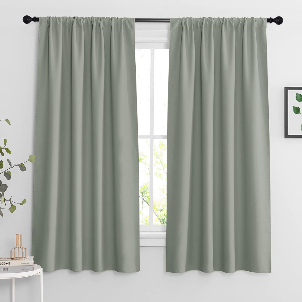 RYB HOME Bedroom Curtains Blackout - Light Block Energy Efficiency Small Window Treatment Drapes