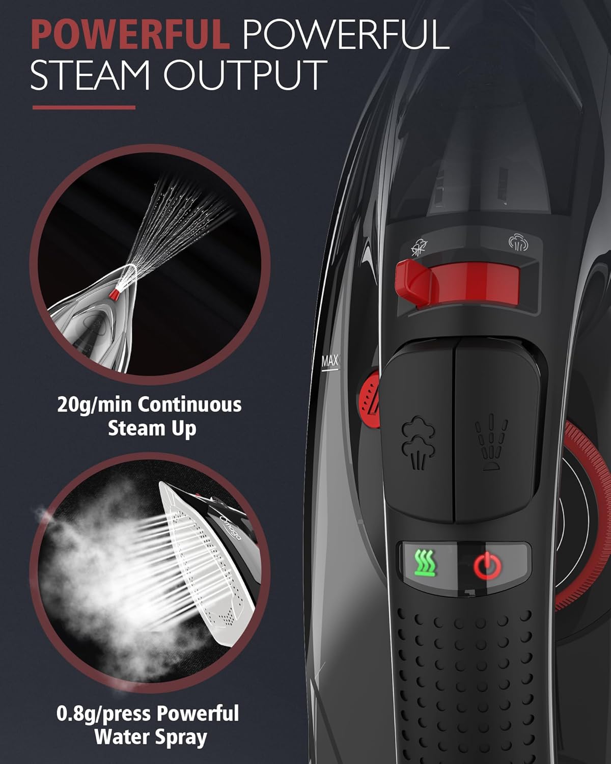 Cordless Iron for Clothes, 1500W Steam Iron Rapid Heating, Ceramic Soleplate, Auto Shut Off