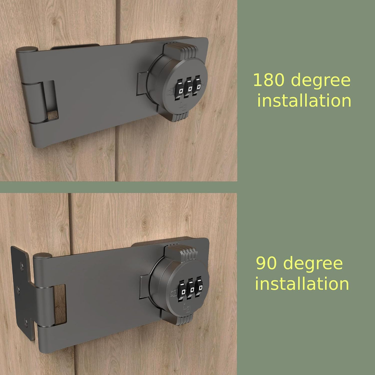 Keyless Combination Lock – 3-Digit Combination Lock for Cabinet Doors – Twist Knob Hasp Latch Lock