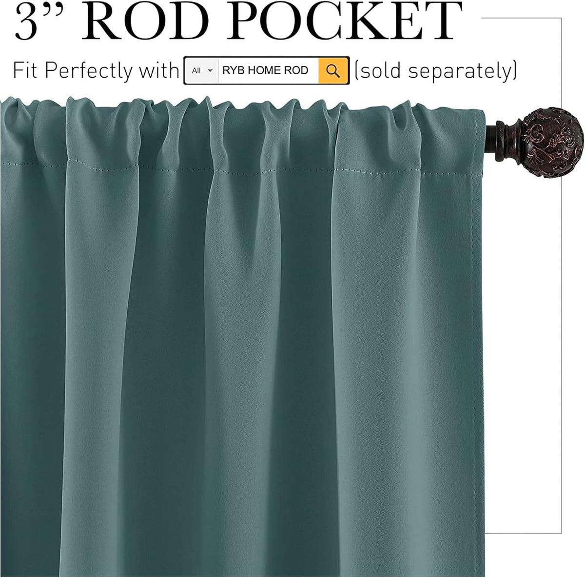 RYB HOME Blackout Curtains for Small Windows, Privacy Thermal Insulating Mini Curtains & Drapes for