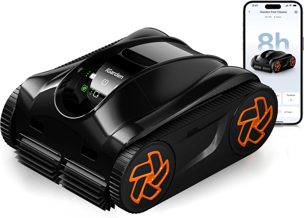 (2025 Upgrade) iGarden Pool Cleaner K80, 8H Runtime, Robotic Cordless Pool Vacuum, Smart