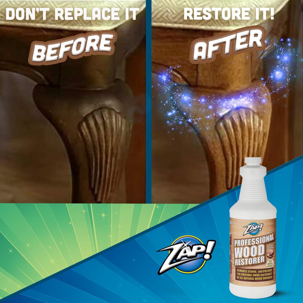 ZAP! Professional Wood Cleaner and Restorer | Clean, Polish, & Restore Wooden Furniture & Hardwood