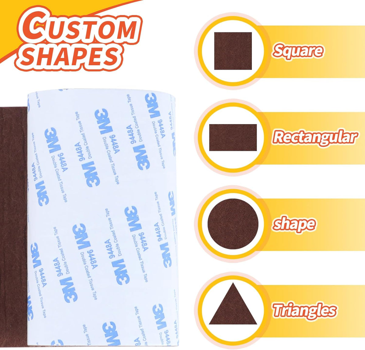 Felt Furniture Pads, Heavy Duty Felts Strip Roll with Adhesive Backing Felt Pads Furniture Feet