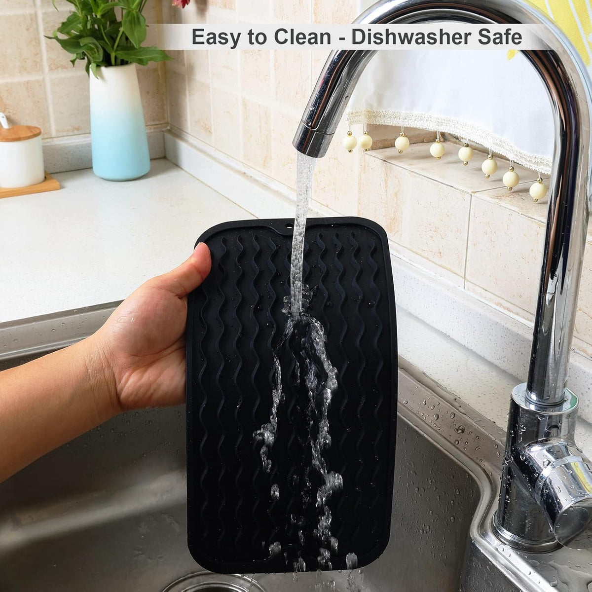 ZLR 2 Pcs Silicone Dish Drying Mats for Kitchen Counter, Eco-Friendly Fast Dry Dish Mat, Easy Clean