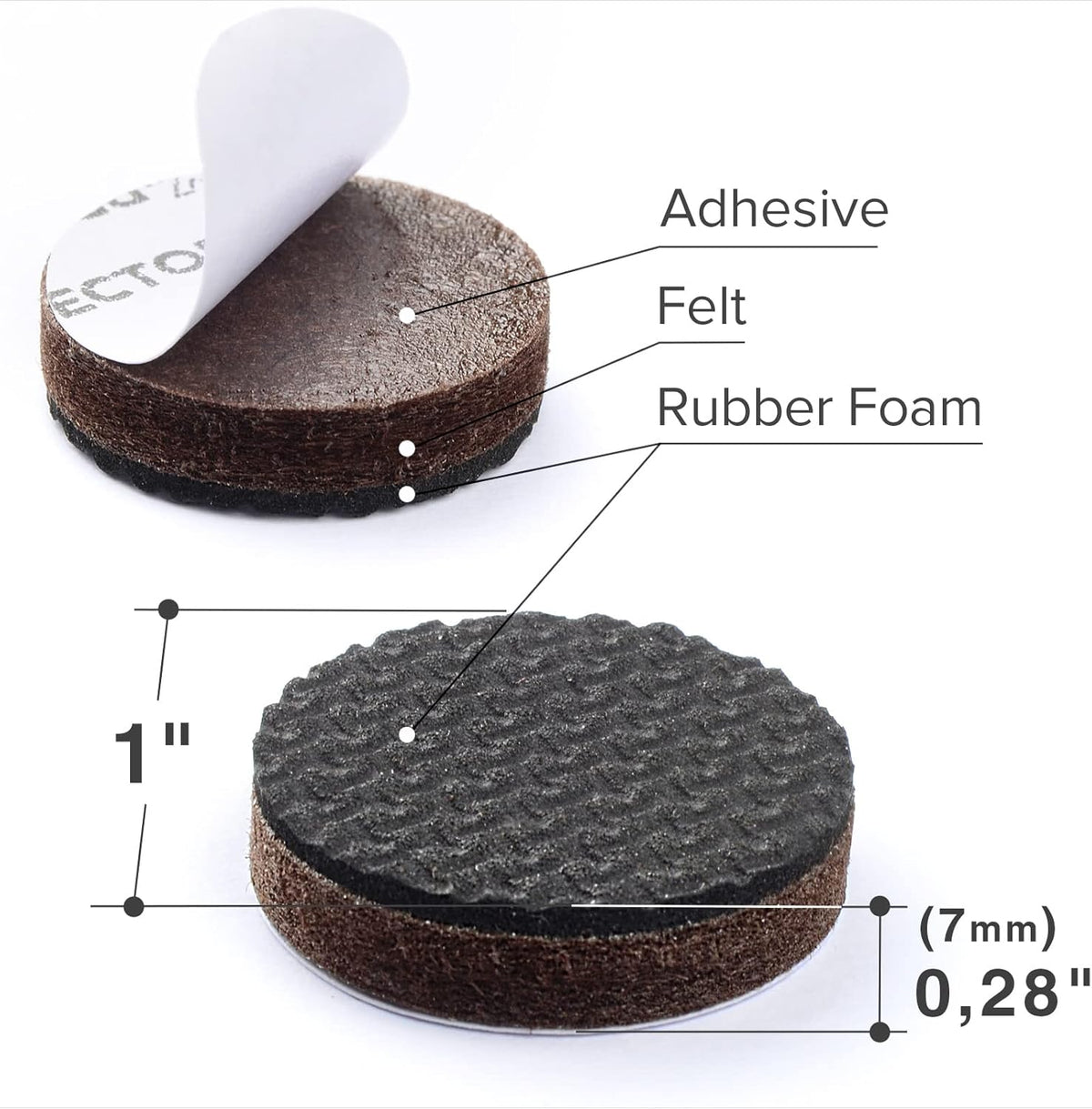 Non Slip Furniture Pads 36 pcs 1" X-Protector - Premium Furniture Grippers - Self-Adhesive Rubber