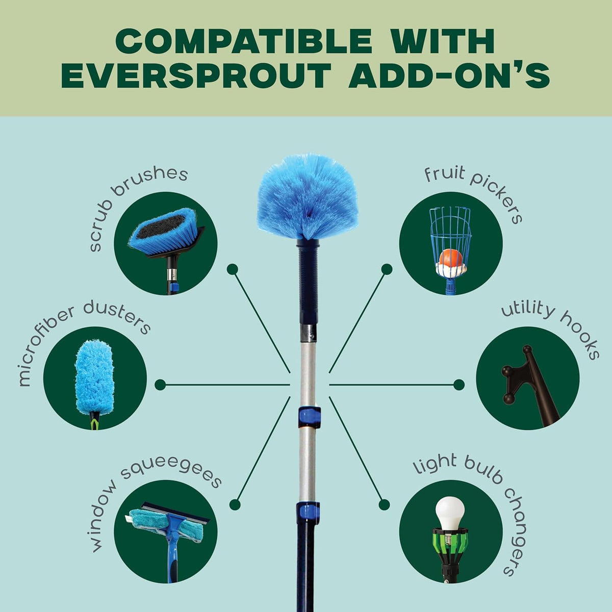 EVERSPROUT 5-to-12 Foot Cobweb Duster and Extension-Pole Combo (20 Foot Reach, Soft Bristles) |