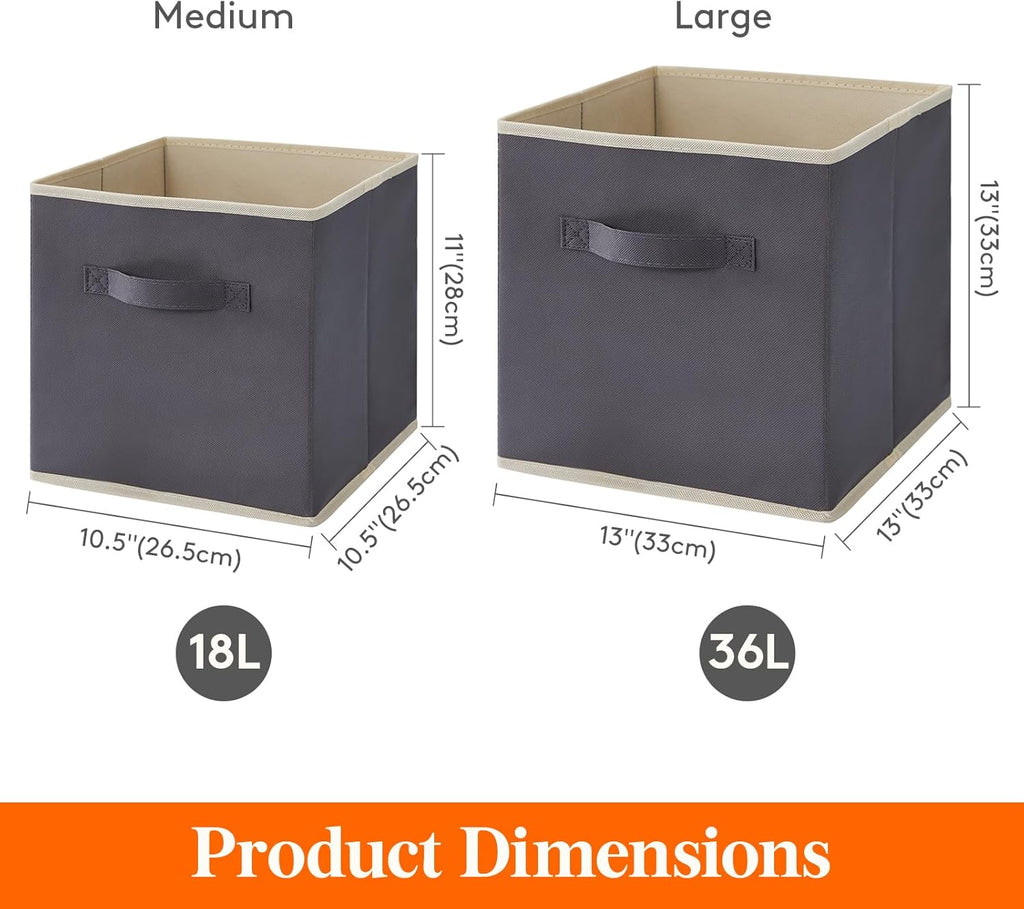 Lifewit Set of 10 Fabric Storage Cubes, Foldable Storage Box, Storage Box with Handles, Basket and