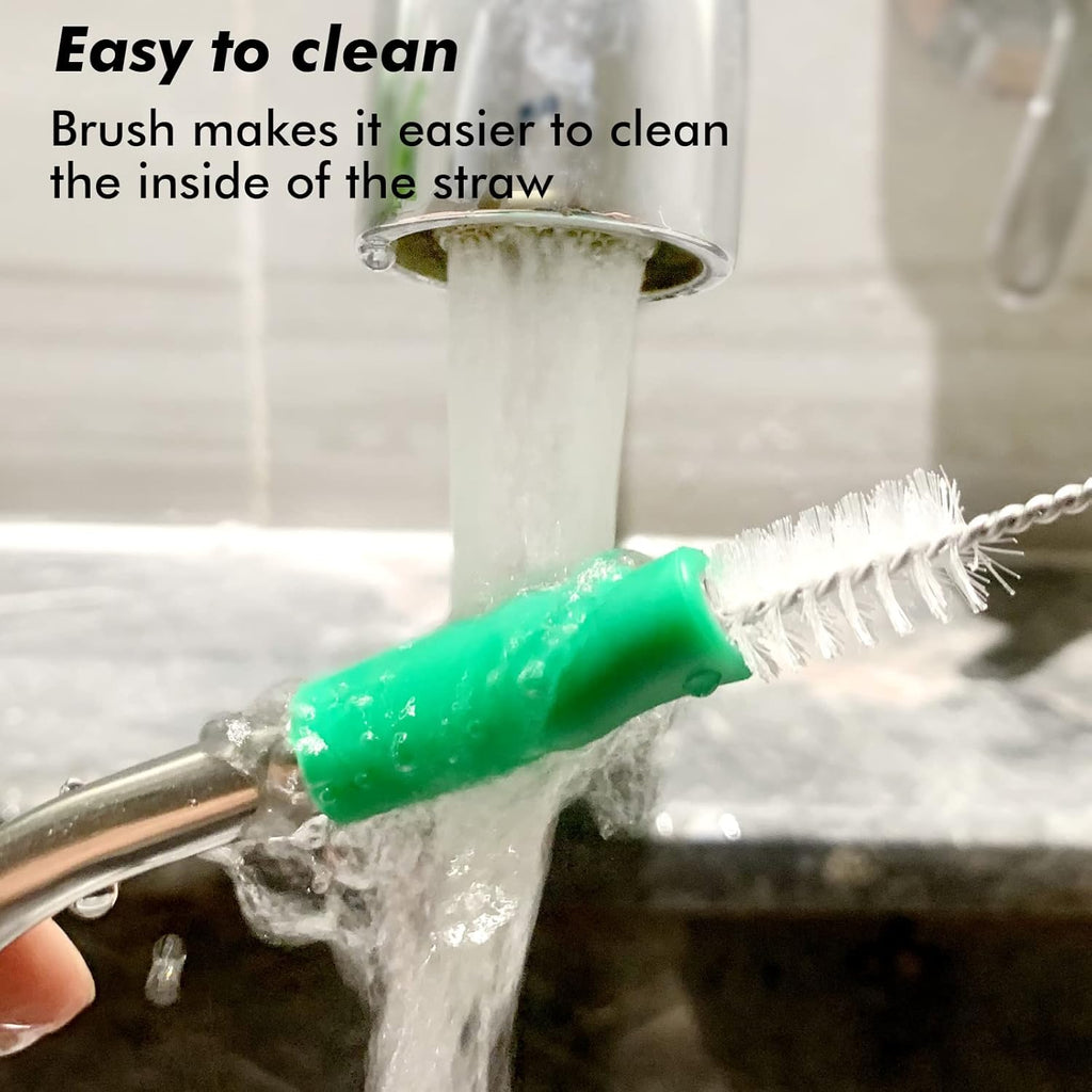(4 Pack) Stainless Steel Straws Long Metal Straws with Cleaning Brush, Removable Filter, Size 8.26