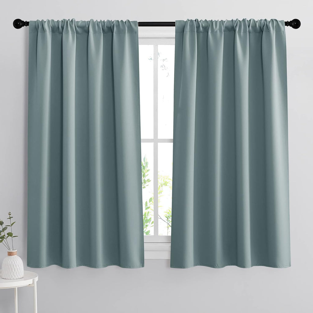 RYB HOME Small Window Blackout Curtains for Bathroom - Privacy Room Darkening Curtains Drapese Rod