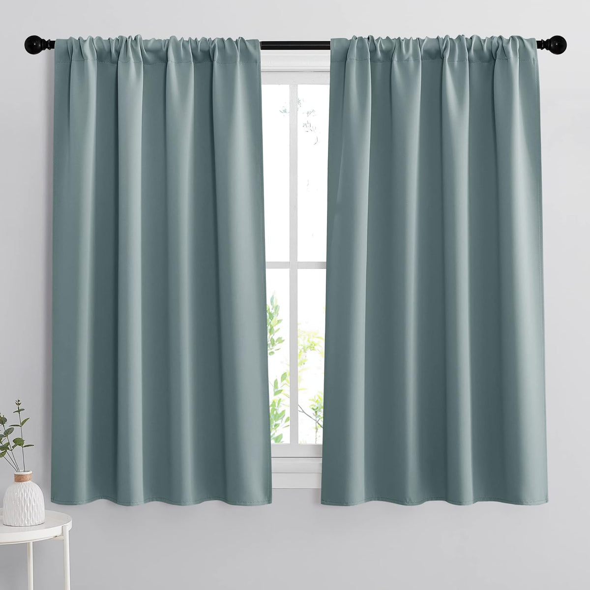 RYB HOME Small Window Blackout Curtains for Bathroom - Privacy Room Darkening Curtains Drapese Rod
