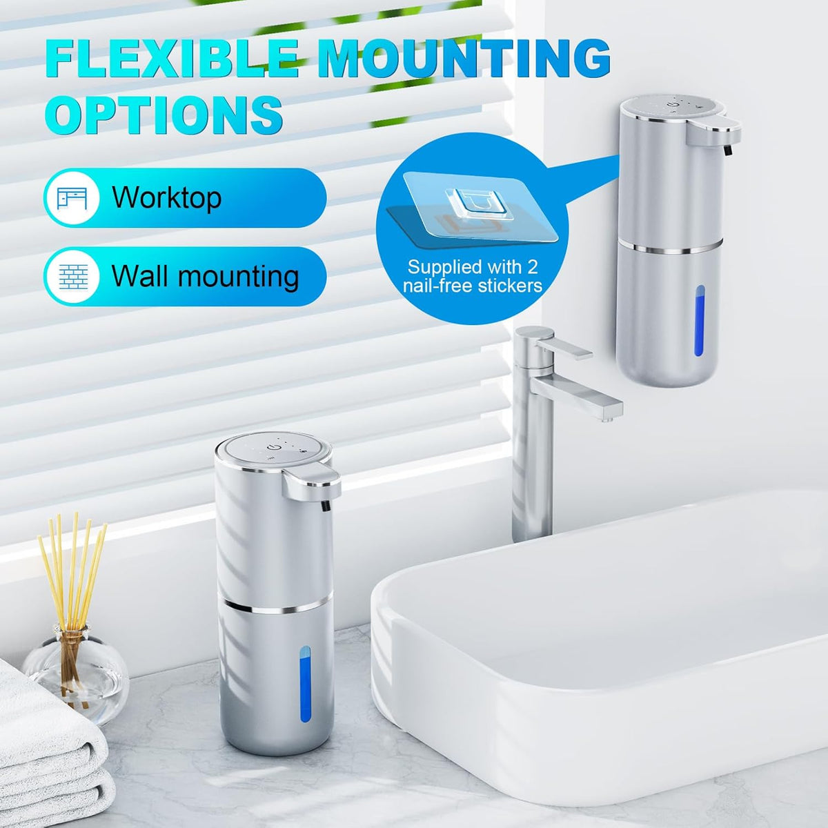 Automatic Liquid Soap Dispenser,380ml Wall Mount Touchless 4 Gear Adjustable Electric Liquid Soap